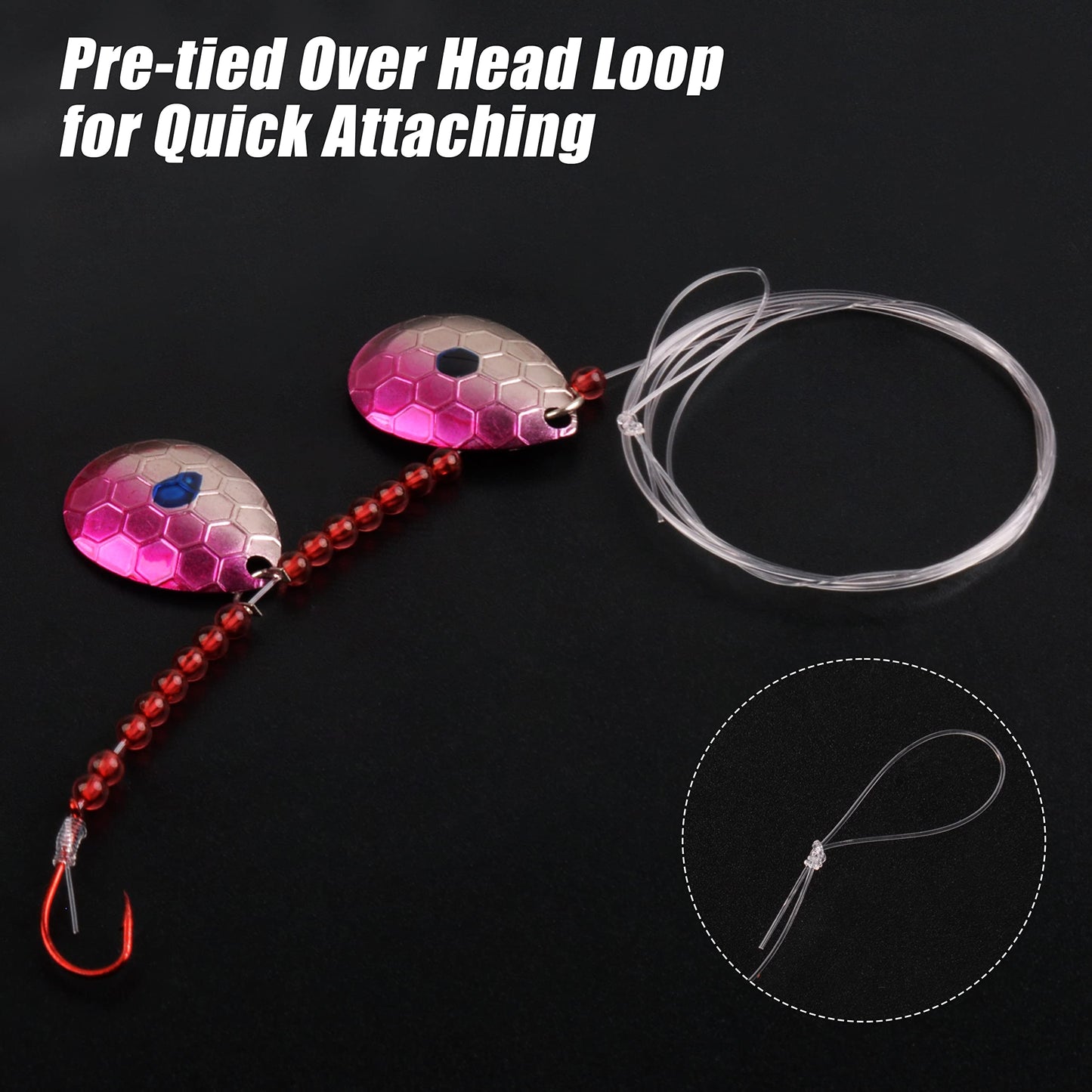 FUSIGO Walleye Spinner Rig Kit Crawler Harness Spinner Rig with Colorado Spinner Blades Octopus Hooks Mono Line Fishing Lure Making Walleye Rigs (MIX-5pcs)