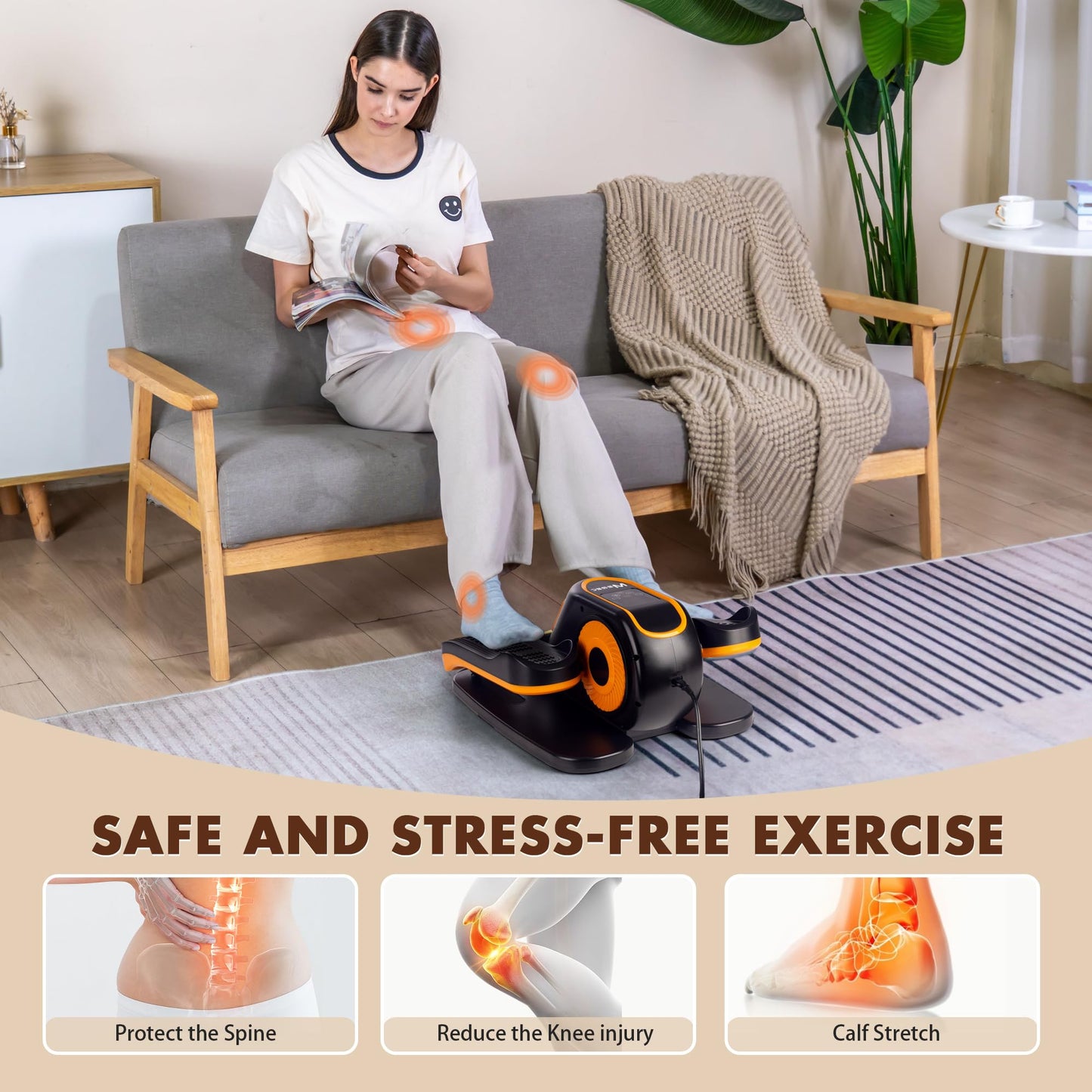 Wesec Under Desk Elliptical Machine, Electric Elliptical Training Machine w/Remote & 12 Speeds Level, Manual & Auto Mode, Elliptical Traier for Seniors Seated Pedal Exerciser for Home Office