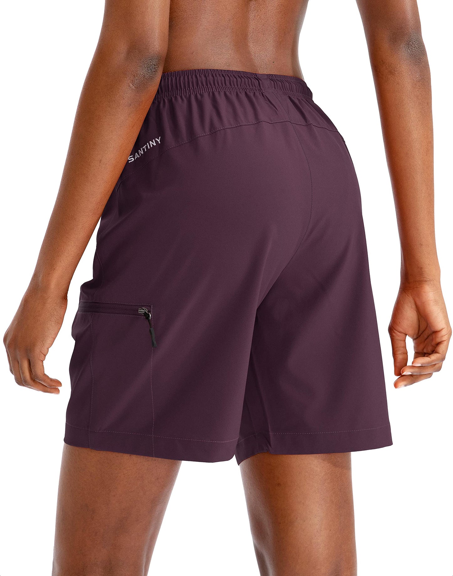 SANTINY Women's 5''/ 7''/9'' Hiking Cargo Shorts Quick Dry Lightweight Summer Shorts for Women Athletic Golf Zipper Pockets(Purple_XL)