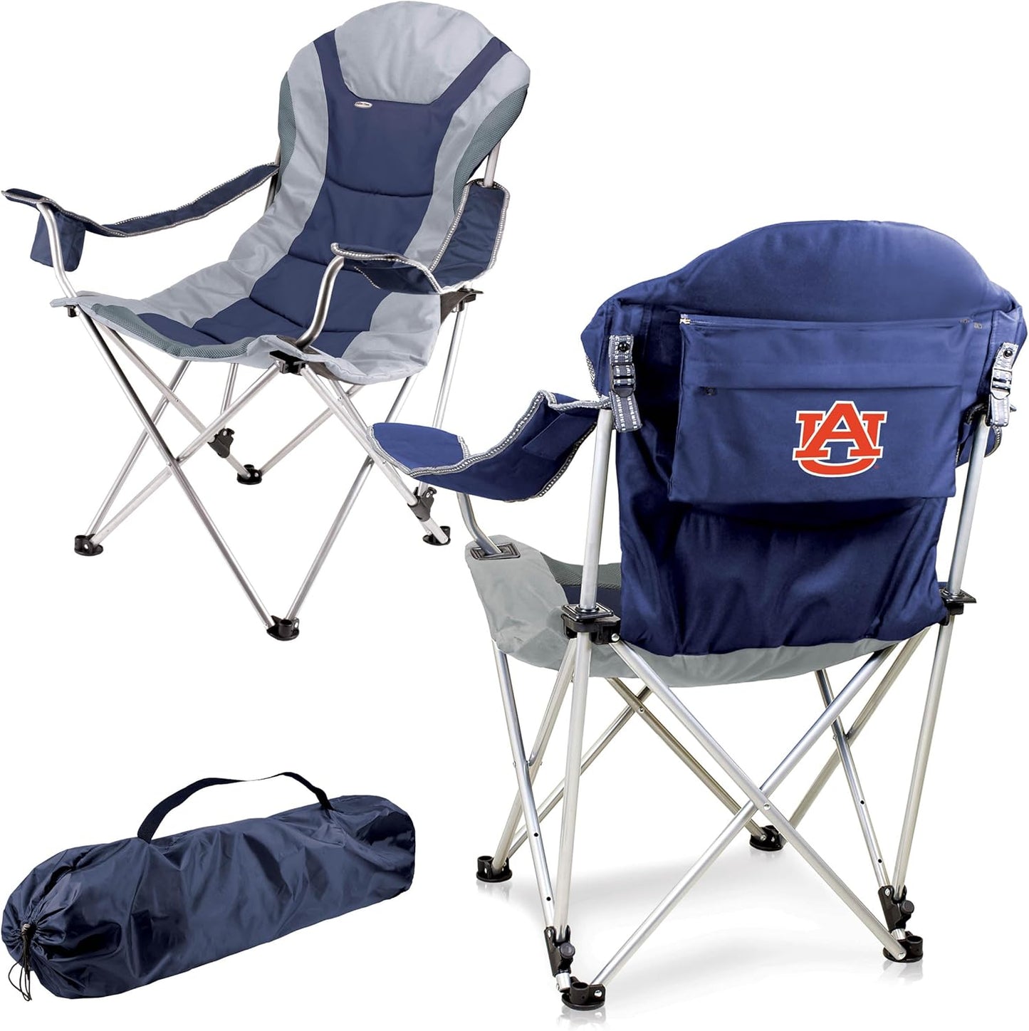 PICNIC TIME NCAA Arkansas Razorbacks Reclining Camp Chair - Beach Chair for Adults - Sports Chair with Carry Bag