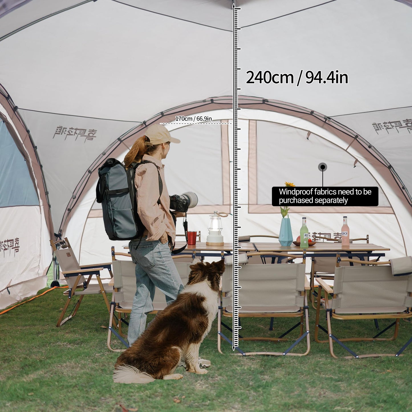 Family Tents with Spacious Interior 8-10 Person Camping Tent Waterproof Windproof Camping Tent Portable for Outdoor Camping Beach (Tent, Coffee)