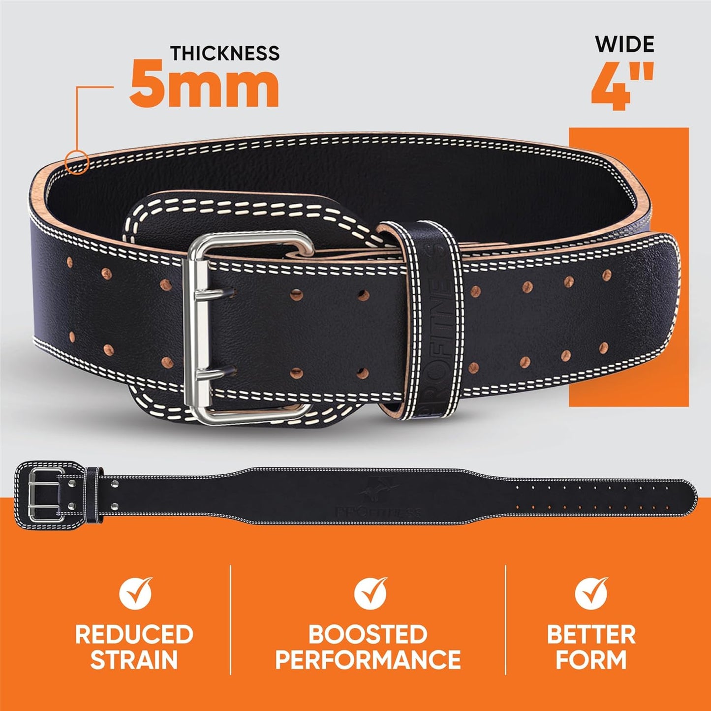 ProFitness Weight Lifting Belt - Premium 4" Wide Functional Fitness Belt for Men & Women - Squat & Deadlift Support