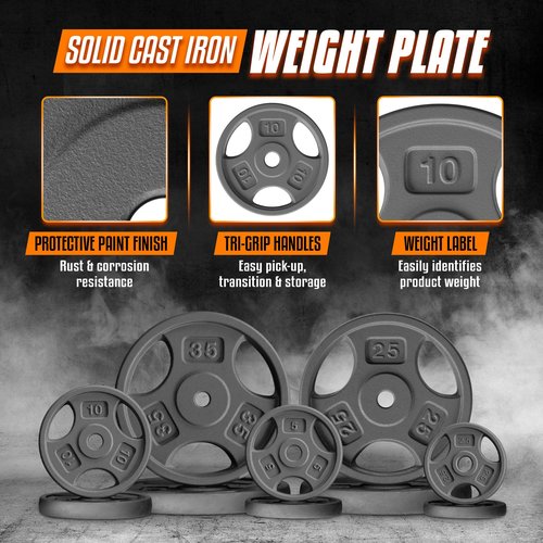 Yes4All 1 Inch Grip Cast Iron Weight Plates for Dumbbells – Standard Weight Plates- 10lb - 4pcs