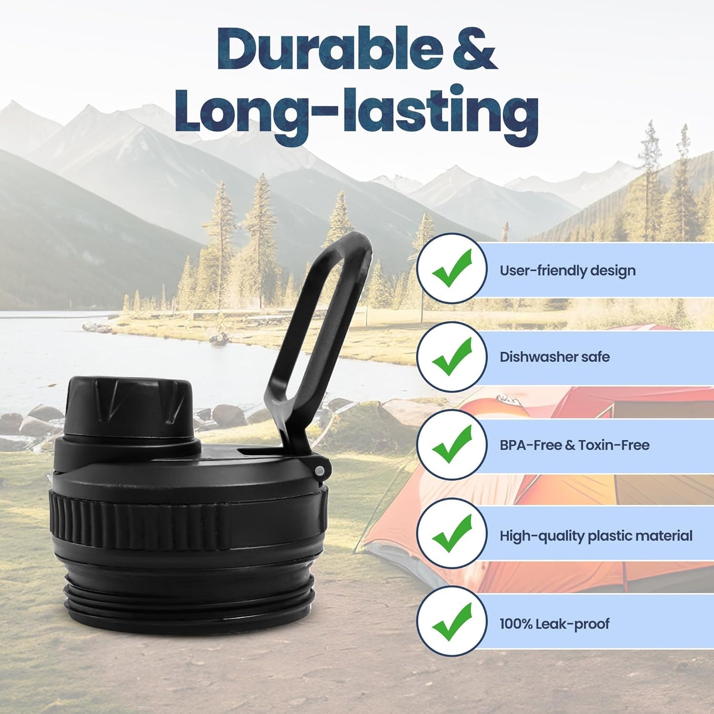 SmartKap Yeti Lid for Rambler 12/18/26/36/46/64 Oz | Yeti Lid with Wide Loop Handle | Leakproof | BPA Free | Dishwasher Safe