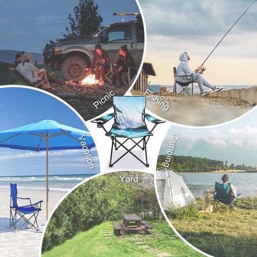 Northroad 2 Pack Camping Chairs Portable Camp Chairs, Folding Lawn Chairs with Cup Holder for Outdoor Camping, Hiking, Travel, Patio, Beach, Picnics