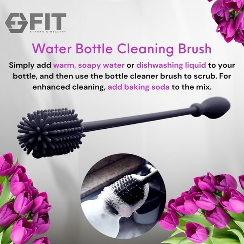 Water Bottle Holder with Strap for Walking & Cleaning Brush Set - Insulated Water Bottle Carrier with Strap, Neoprene Sleeve with Adjustable Shoulder Strap & Silicone Water Bottle Brush (Floral)