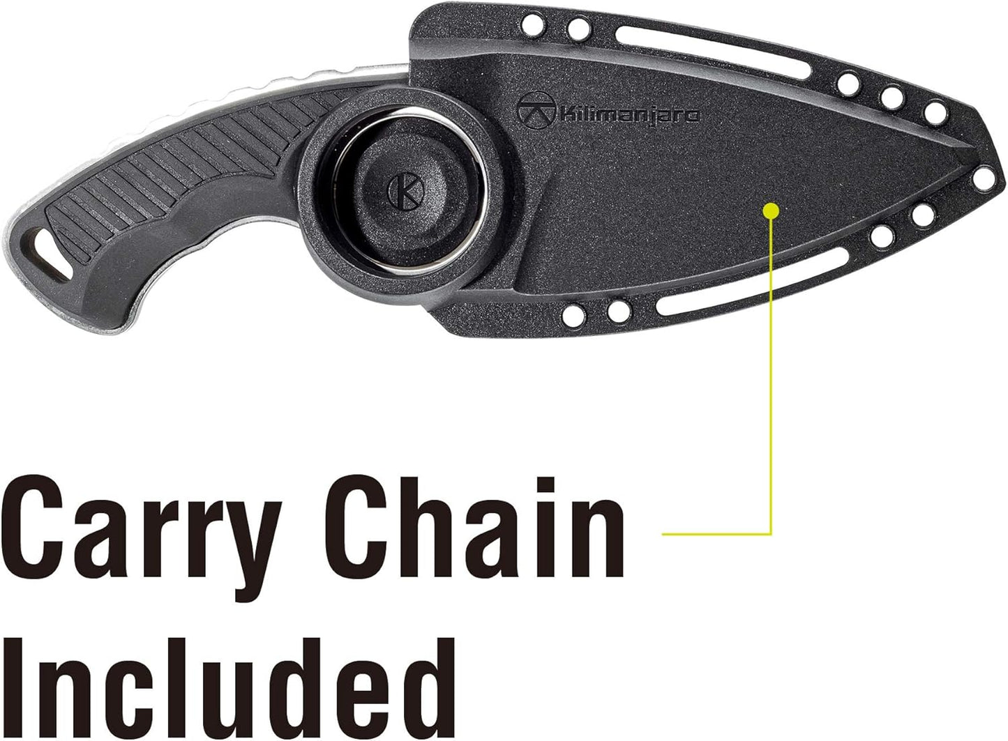 Kilimanjaro 910106 Men's Stretta Tactical Neck Knife - with 6.4-inch overall length, 8Cr13MoV Stainless Steel 3.2-inch Blade, Formed Sheath and carry chained included