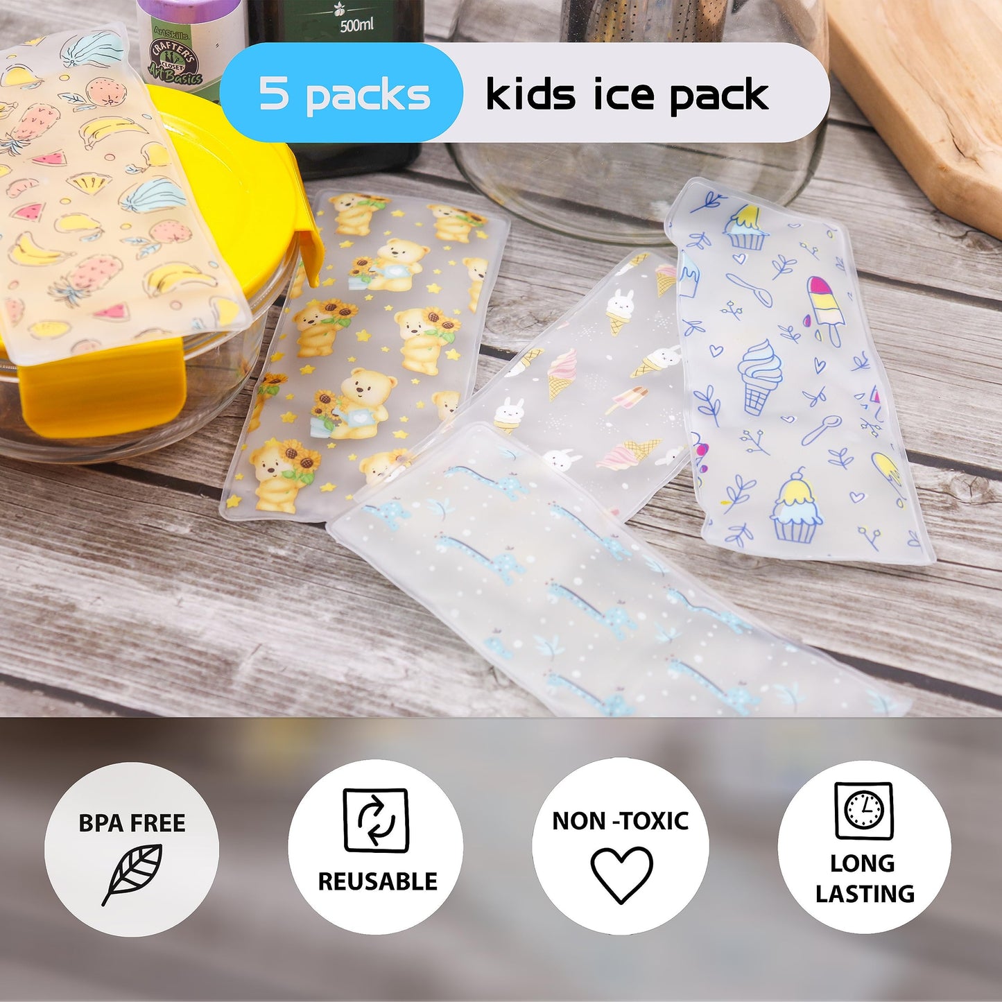 Small Ice Packs, Boo Boo Ice Pack for Injuries Kids Hot Cold Ice Packs Bulk Reusable Small Ice Pack Cold Compress for Pain Relief, Outdoor Food Preservation, Kids Cooling, Sports Injuries(5PCS)