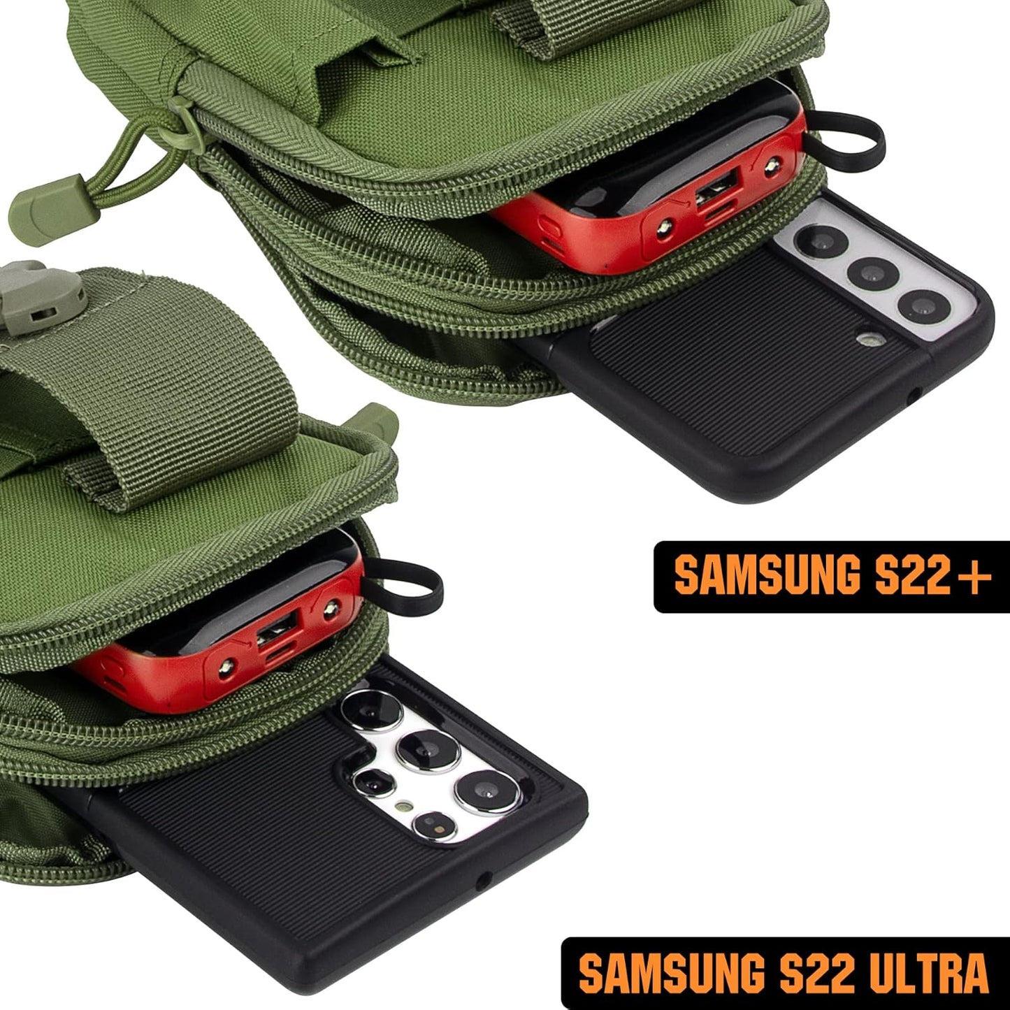 IronSeals Tactical Molle Pouch Compact Utility Waist Bag Phone Holster Holder for 4.7"-6.9" iPhone 15 Pro Max/15 Pro/14 Plus/14 Pro Max/14/13 Pro Max/13 Pro/12 Pro Max/11 Pro Max