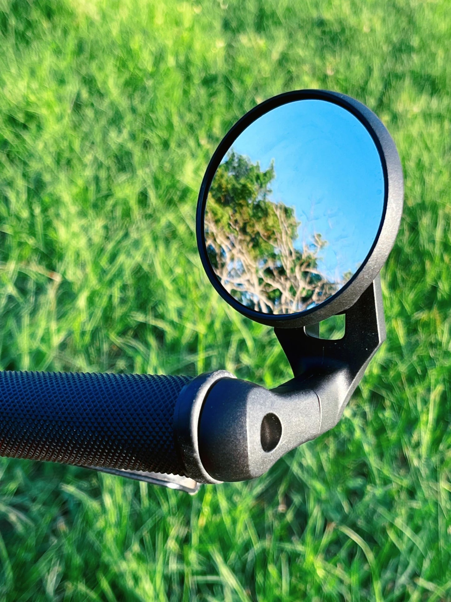 Generic Bike Handlebar-End Rear View Mirror, 2K HD Anti-Glare capability up to 50%, Shatterproof, Nylon Fiber Frame, Adjustable, 15-22mm Handlebar Fit (Silver, EV001S)