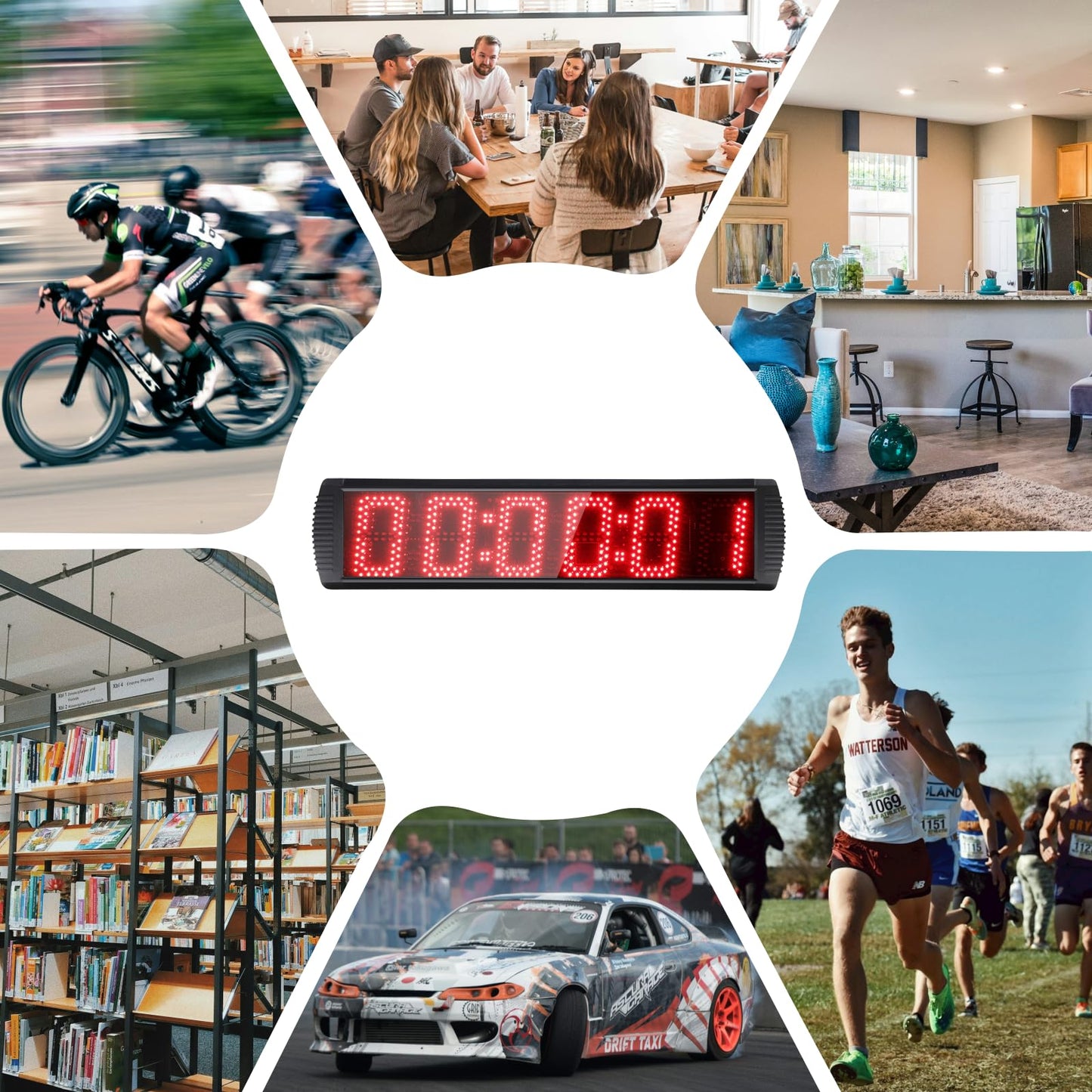 GAN XIN Large LED Display Digital Race Timer with Battery,Function-Countdown/Up/Time Clock, Remote Control, Tripod Stand and Adjustable Brightness for Sports Events, Races, Meetings, Presentations