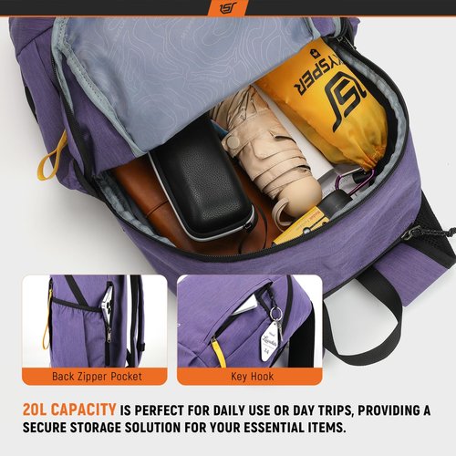 SKYSPER Small Backpack 20L Hiking Backpack Lightweight Travel Daypack for Women Men(Purple)