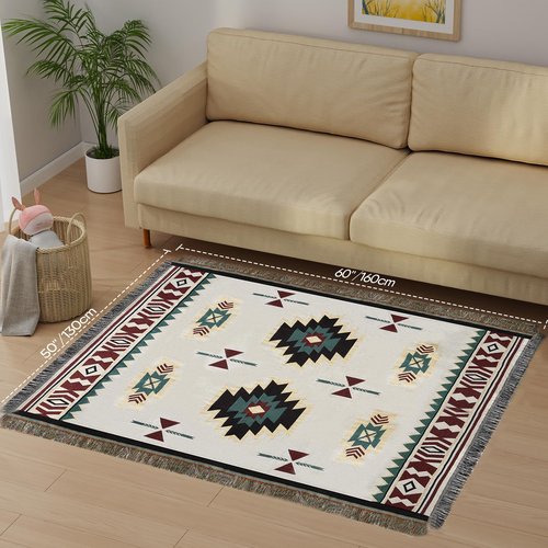 Samboo Mexican Blankets Western Home Decor, Native American Indian Woven Outdoor Throw Blanket for Couch, Bed, Camping, Soft Lightweight Durable, for Outdoor Picnic Beach, Machine Washable, 50"x60"