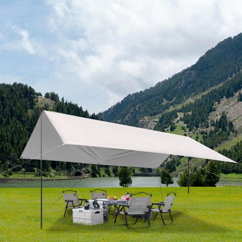 SHANQUAN Camping Tarp with Poles,10X13FT Waterproof and UV Protective Camping Tent, Lightweight Shelter Hammock Rain Fly Sun Shelter for Tent,Hiking,Garden and Traveling.