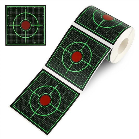Green Sight in Splatter Target Stickers 4" Reactive Paper Targets with Precision Location, 200/400PCS Adhesive Shooting Target, Dark Grid Bottom Line Calibration for BB Gun/Pellet Gun/Airsoft