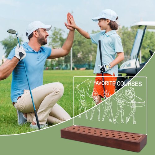 CoolGift Mart Light Up Golf Pencil Display Case, Wooden Acrylic Accessories with Warm White Lights for Pencil Display and Storage in Homes, Offices, Golf Pro Stores, Golf Museums, and Galleries