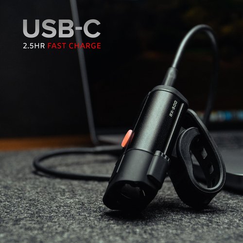 Bike Lights Front and Back (BX-500) - Bicycle Headlight and Tail Light Set with Powerful Rechargeable 540 Lumens LED for Night Riding - USB-C Compatible Charging - Bike Safety Equipment