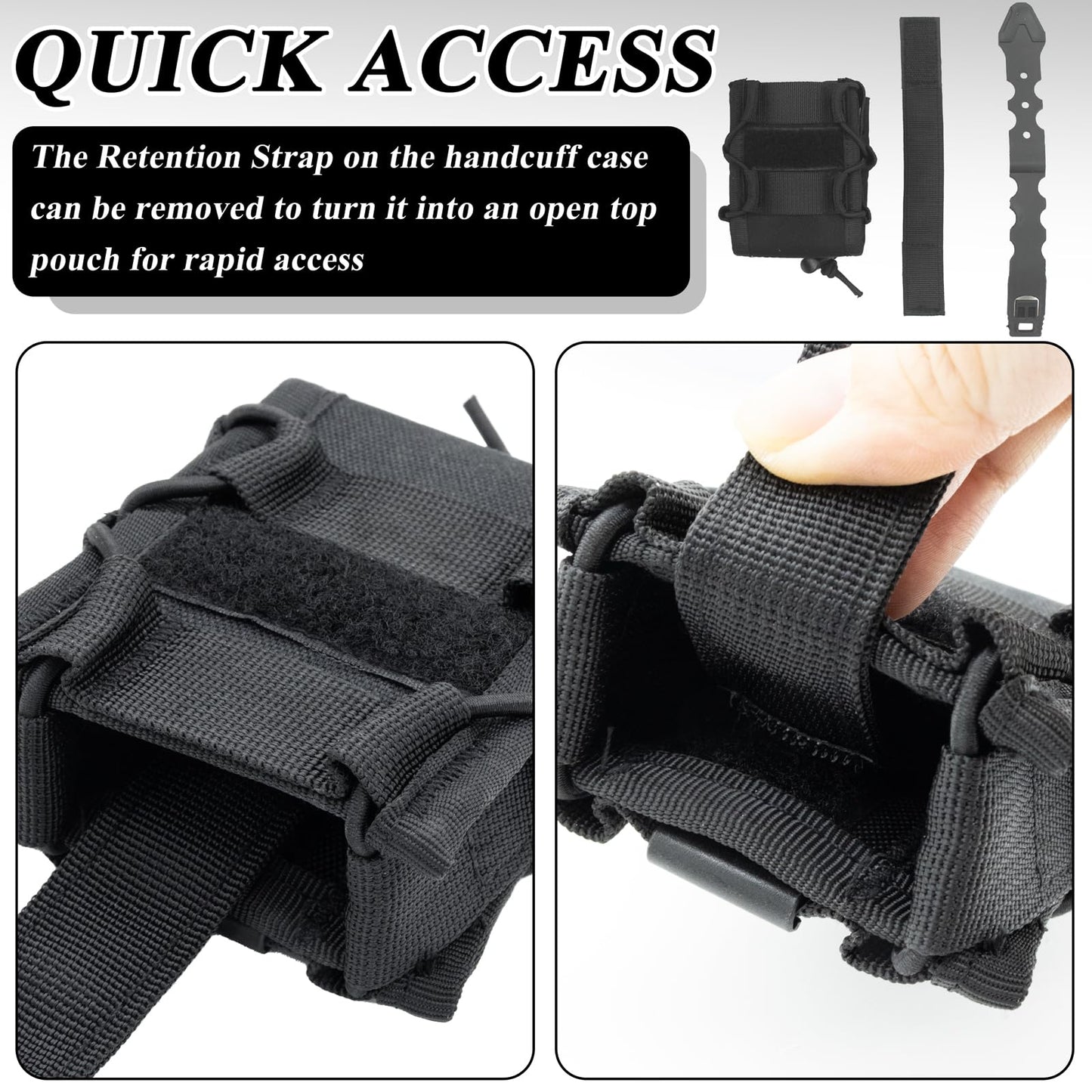 Holster and Strap Holder Kit, Handcuff Case and Pouch for Duty Belt Fits Asp, Hinged, Chain, Folding Rigid Handcuffs Compatible With Molle Belts