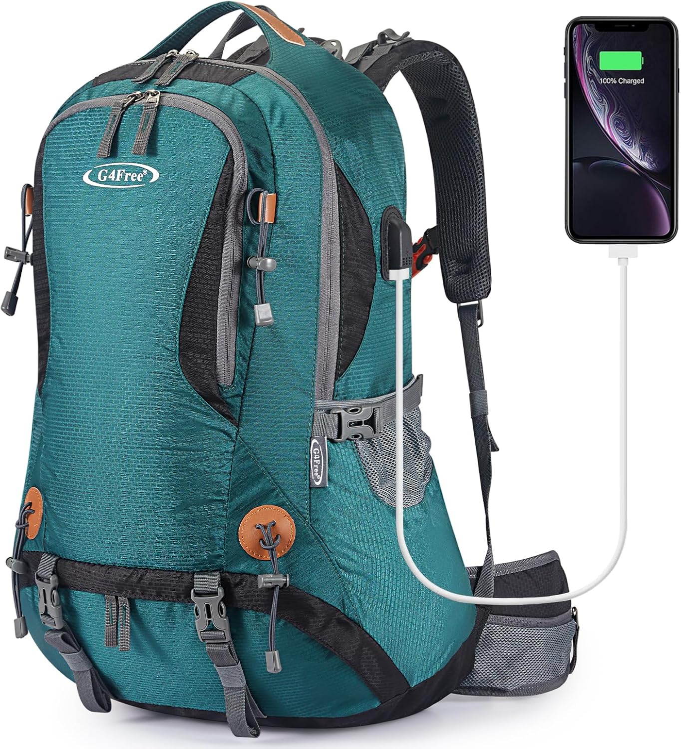 G4Free 50L Hiking Backpack Waterproof Daypack Outdoor Camping Climbing Backpack with Rain Cover for Men Women