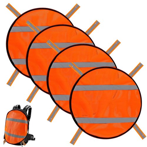 Wenfan 4PCS Blaze Orange Safety Panel with Reflective Strips High Visibility Hunting Panel Lightweight Blaze Orange Panel Hunting Mesh Tent Backpack Cover Safety Panel for Hiking Camping Biking,12"