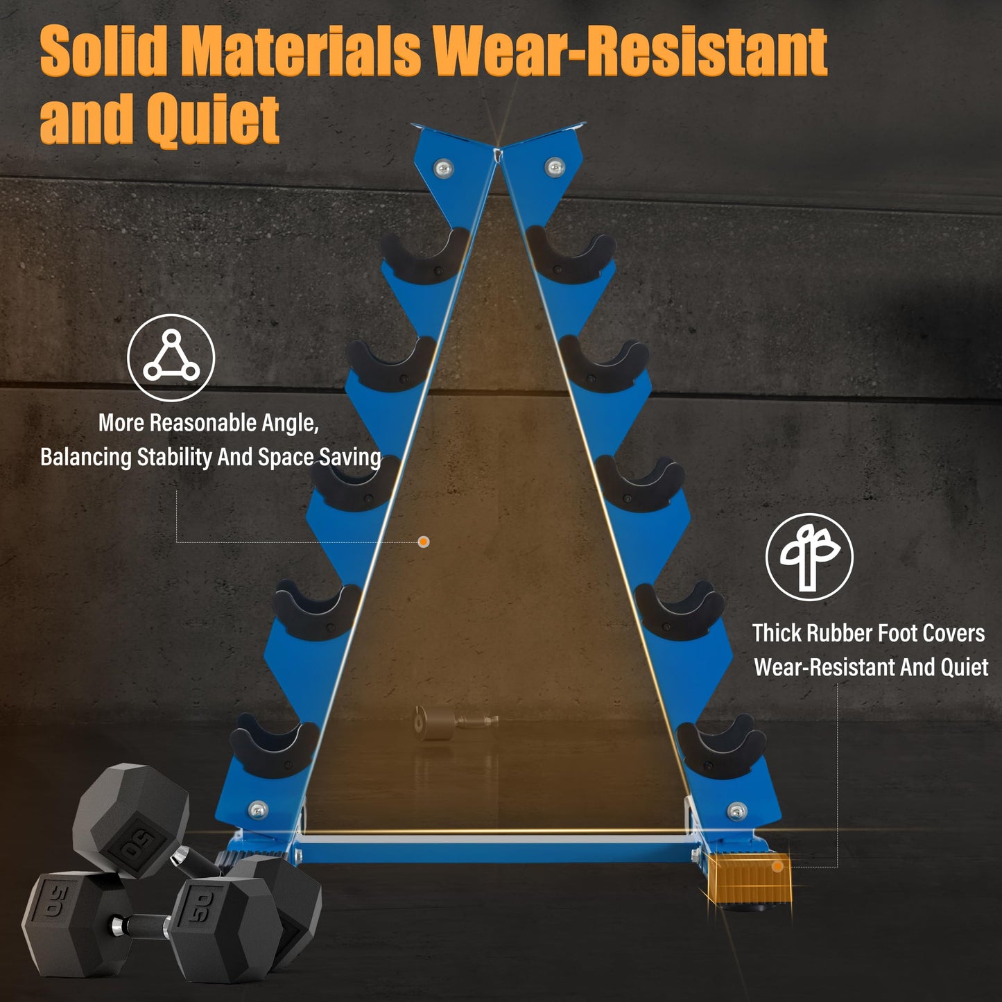 ACENFC Barbell A-Frame Dumbbell Weight Rack, Dumbbell Rack Stand Only, Weight Rack for Dumbbells 5 Tier with 500 LB Weight Capacity, Home Gym Storage Solution (Blue)