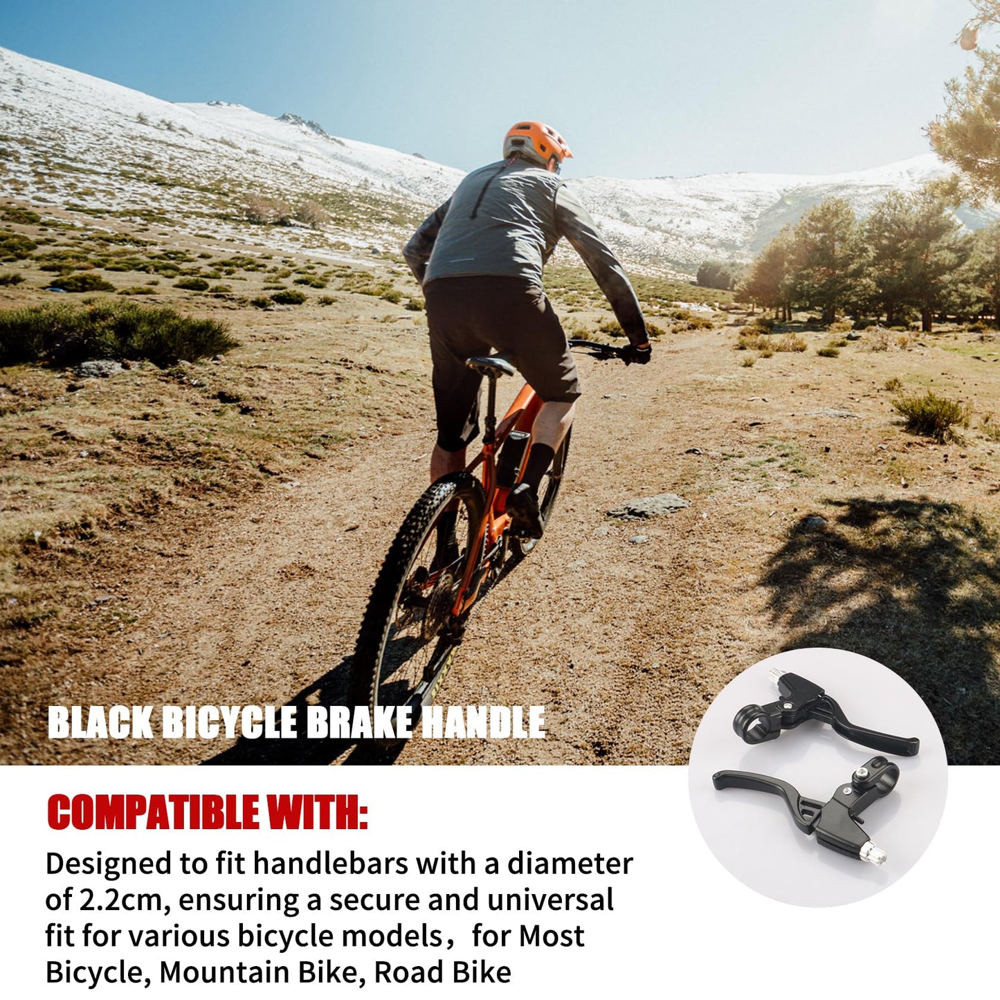 Gashwer Universal 2.2cm Bike Brake Levers Aluminum Alloy V-Brake Handlebar Bicycle Brake Handle for Most Bicycle, Mountain Bike, Road Bike 1 Pair (Black)