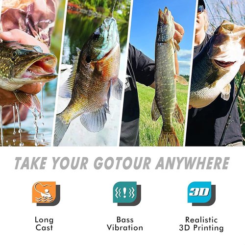GOTOUR Pre-Rigged Soft Fishing Lures, Curly Tail Swimbait Lures for Bass Fishing, Lifelike Soft Tadpole Swimbait with Spinner for Crappie Trout Bait, All Season Freshwater Swim Baits for Warriors