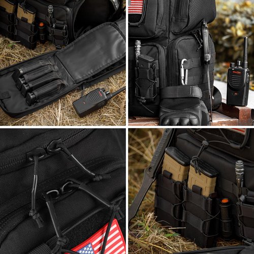VOTAGOO Tactical Range Backpack for Handguns and Ammo, Gun Cases Bag with 3 Pistol Carrying Cases for Hunting Shooting (Black)