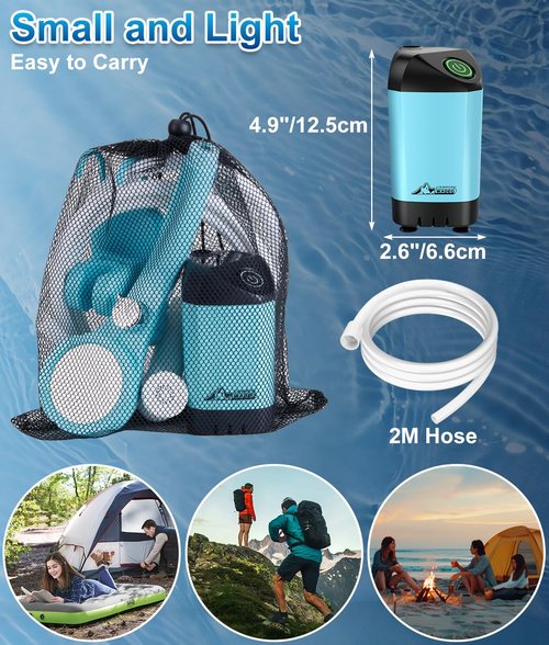 WADEO Portable Shower for Camping, Outdoor Electric Shower Rechargeable Pump with 20L Collapsible Bucket, Camping Shower Head Nozzle for Camping, Hiking, Traveling, Washing