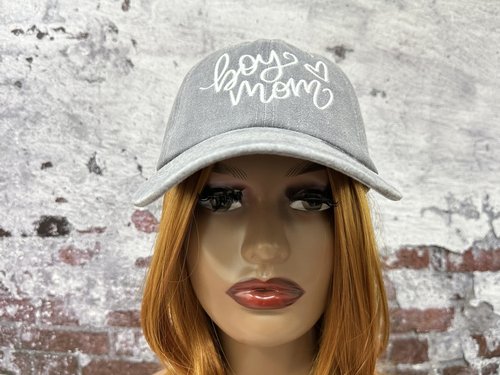 Hepandy Embroidered Boy's Mom Hat for Women, Gift for Mama Mother, Washed Gray Baseball Cap Adjustable Cotton Snapback Hats