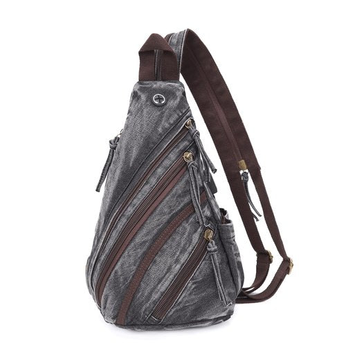 DAVIDNILE Denim Sling Bag Crossbody Backpack Jean Shoulder Bag Casual Daypacks For Men