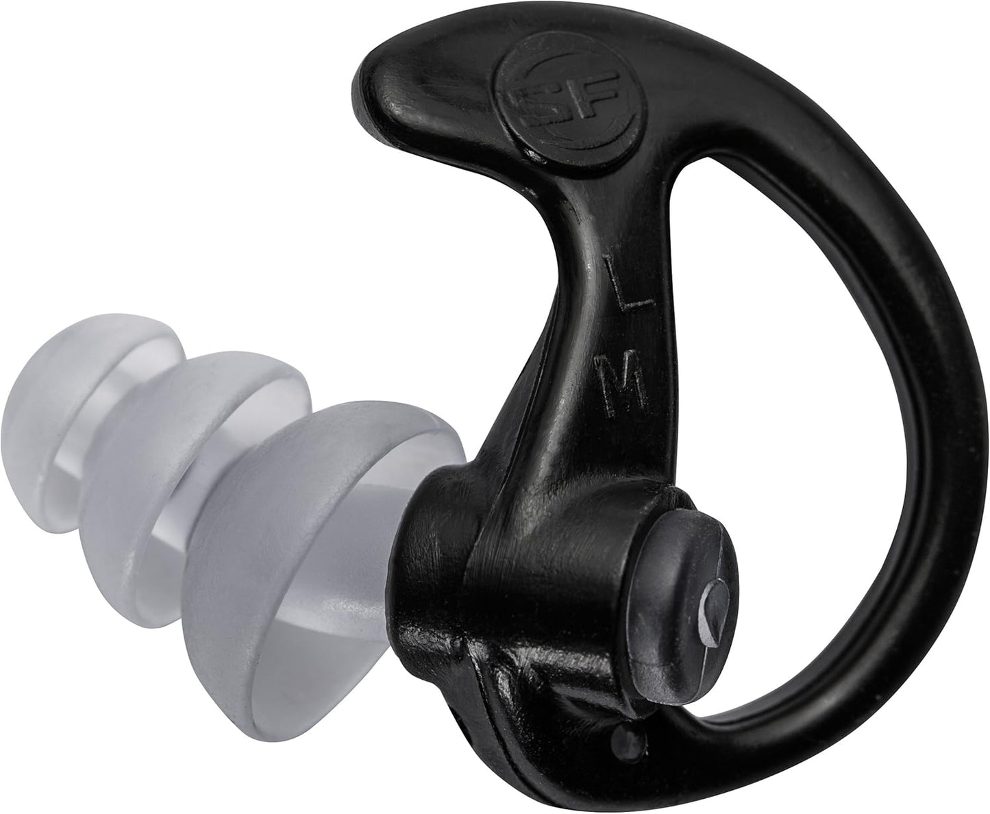 SureFire EP5 Sonic Defenders Max Full-Block Earplugs, triple flanged design, reusable, Black, Large
