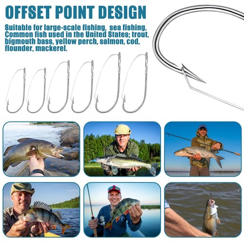 Rotatingpals 90 Pcs Weedless Wacky Rig Hooks 1/0 2/0 3/0 Bass Fishing Rig Worm Hooks Wide with Box for Wacky Rigging Worm Lure