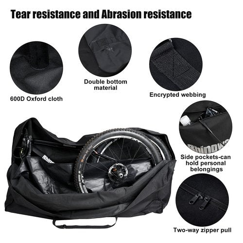 LIDARPHE Bike Travel Bag 26 to 29 inch Bicycle Storage Carry Case, Portable Folding Cycling Thick Mountain Bike Transport Case for Airplane Shipping, Professional Cycling Cover Accessories