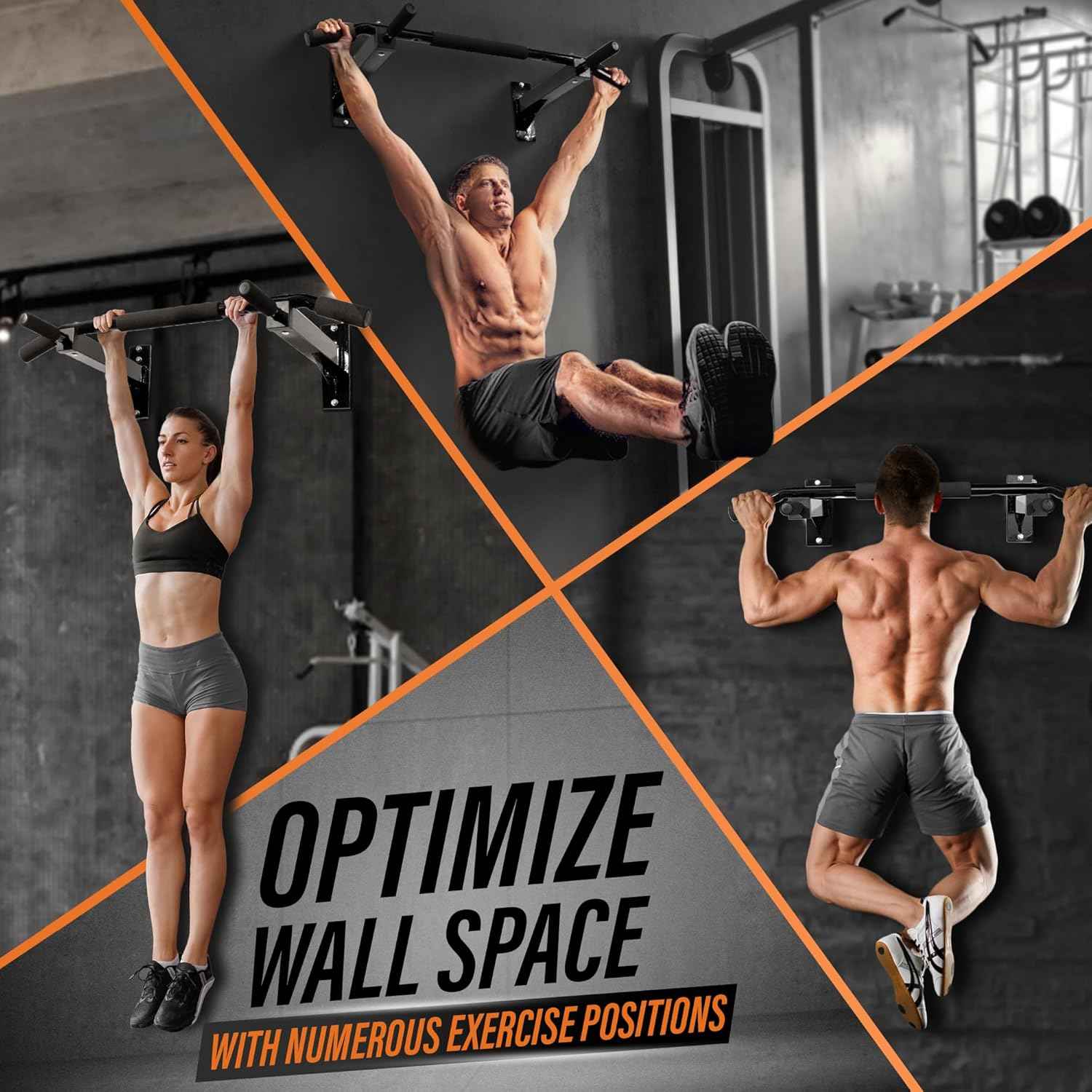 Wall Mounted Pull Up Bar - Multifunctional Home Gym Strength Training Equipment