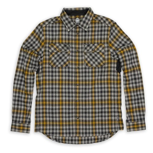 Club Ride Apparel Daniel Flannel Long Sleeve Shirt - Men's Snap Down Cycling Top - Black Bumble - Medium