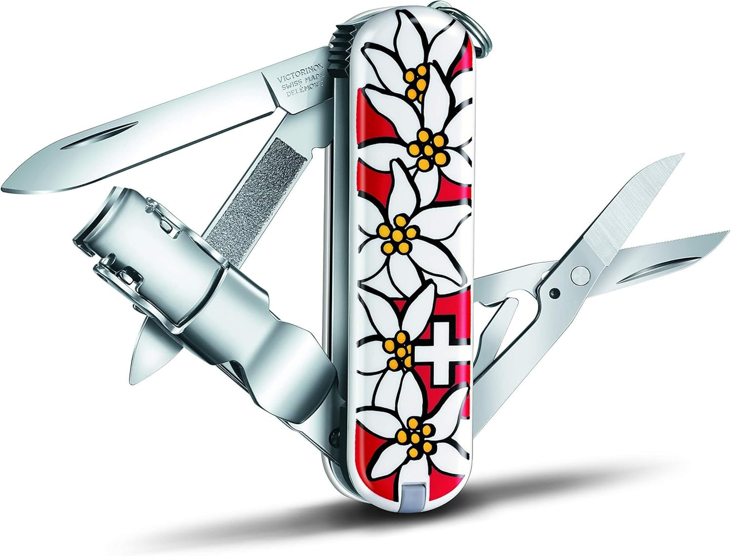 Victorinox Nail Clip 580 Multi-Tool - 8 Functions, Swiss Made with Nail File & Cleaner - Ruby