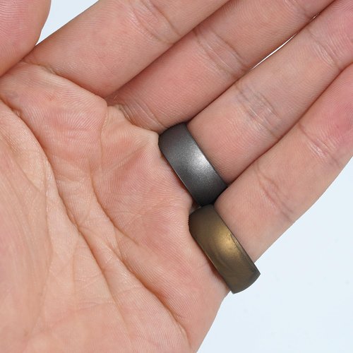 icooci 10 Paks Silicone Rings for Men, Breathable Air Flow Grooves Rubber Wedding Bands 8.5mm Wide 2.5mm Thic,Size 07