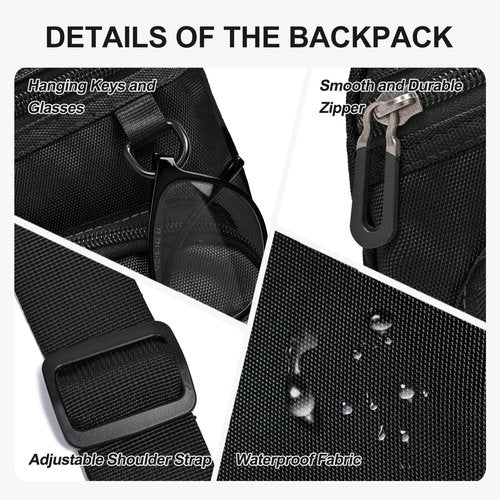 Qidelong Sling Bag Anti-theft Crossbody Chest Shoulder Backpack Lightweight Personal Pocket Bag Fanny Pack for Travel Hiking (Black)