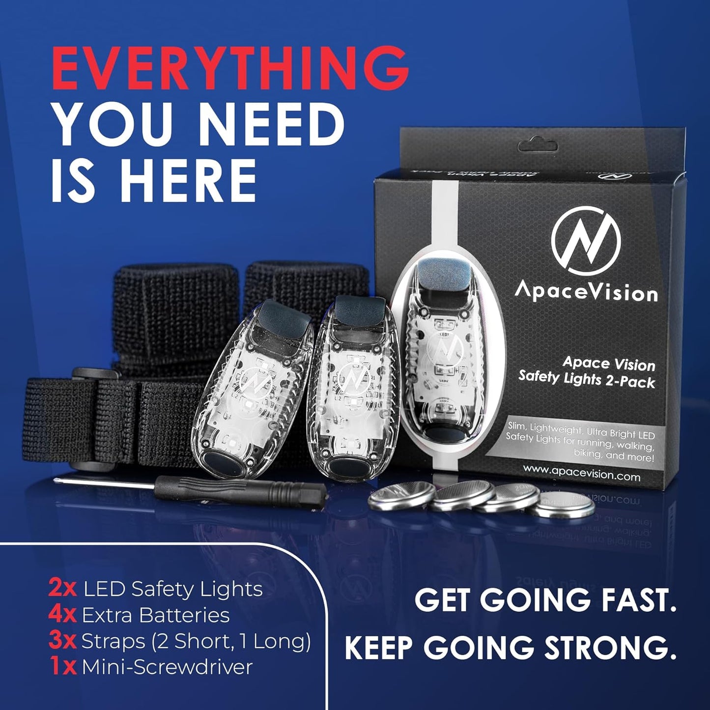 LED Safety Light (2 Pack) - Clip On Strobe/Running Lights for Runners, Dog, Bike, Walking, Boat, Kayak, Stroller and More - High Visibility Accessories for Your Reflective Gear, Bicycle