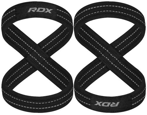 RDX Weight Lifting Straps Figure 8, Anti Slip Strap with Cuffs Wrist Support for Gym Workout Deadlift Powerlifting Bodybuilding Weightlifting, Fitness Strength Training, Hand Bar Grip for Men