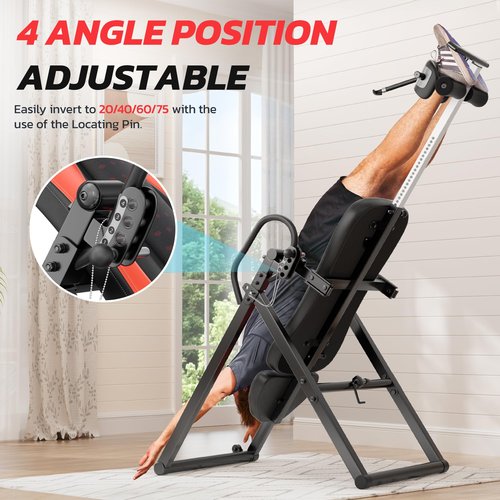 YOLEO Inversion Table Training Equipment Massage & Heat Inversion Table ITM280 Back Pain Relief Equipment w/Remote Control, Decompression Table, Heavy Duty up to 320lbs