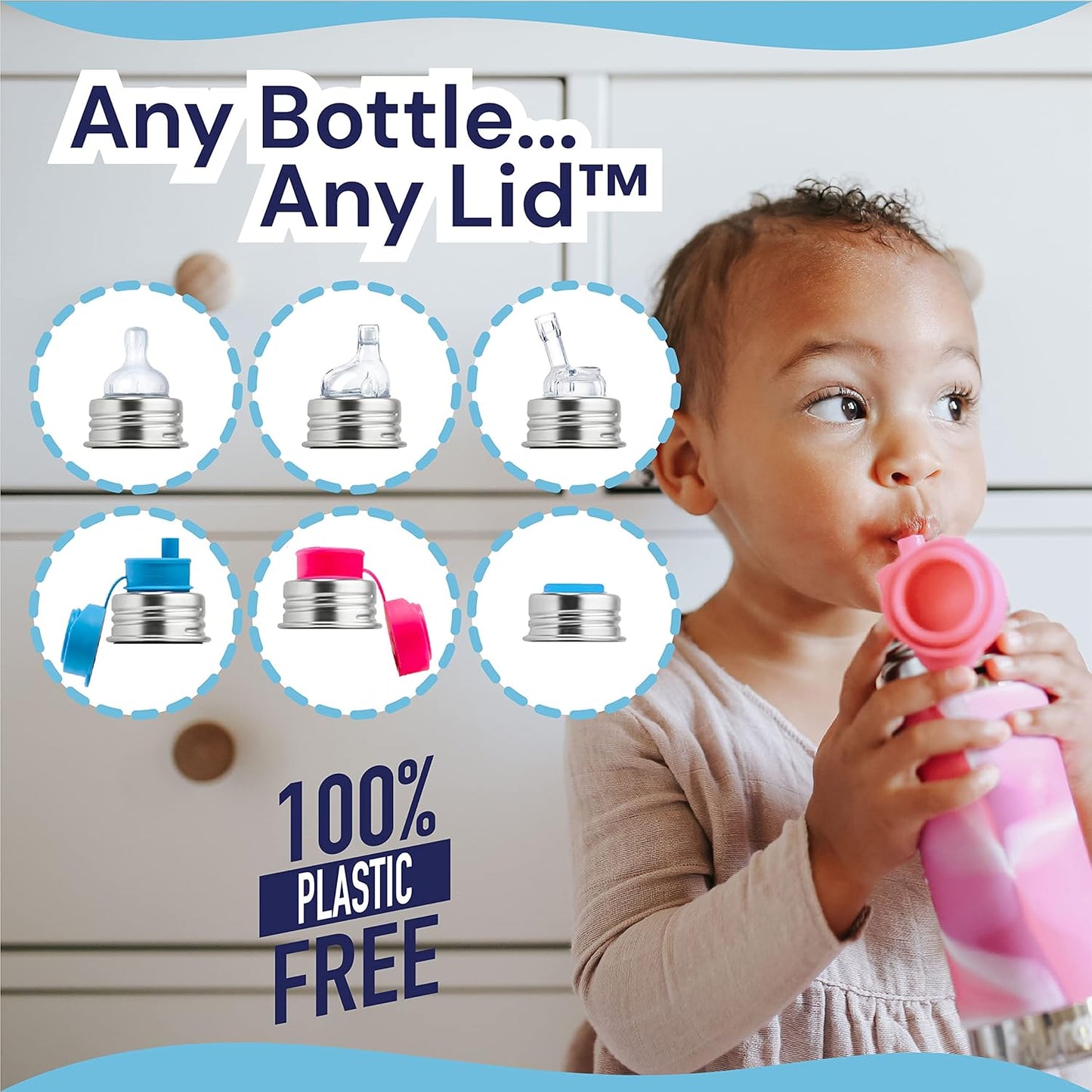 Pura 28 oz / 850 ml Stainless Steel Kids Sport Bottle with Silicone Sport Flip Cap & Sleeve (Plastic Free, Nontoxic Certified, BPA Free) (Swirl Pink)
