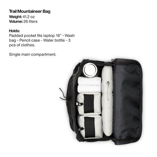 RAINS Trail Mountaineer Bag - Waterproof, Unisex, Sporty Rucksack for Work, higher education, Travel (Black)