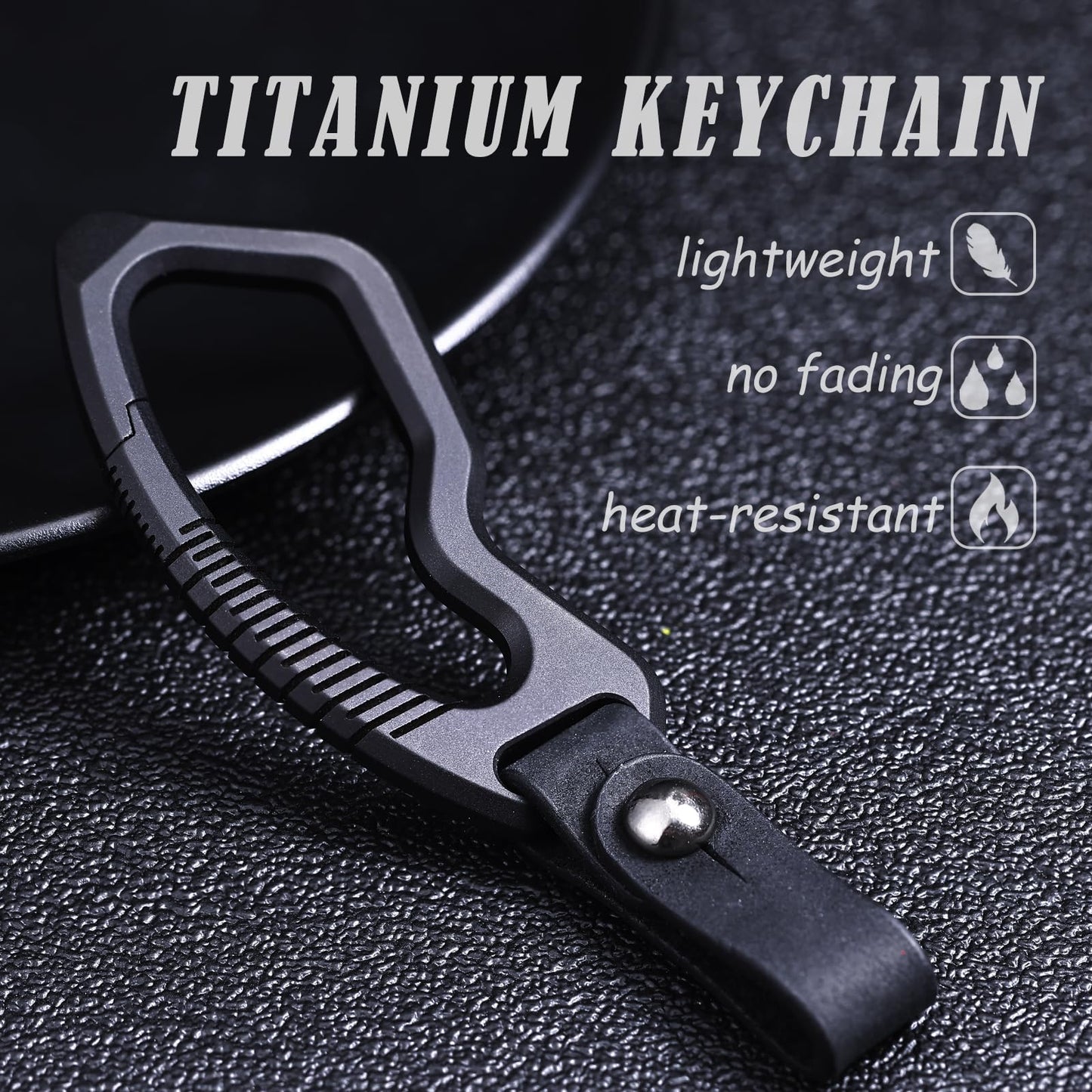 Autuveen Titanium Carabiner Keychain Clip,Black Heavy Duty Key Clasp with Key Ring,EDC Key Clip Quick Release Hooks Multi Tools for Belt（Black）