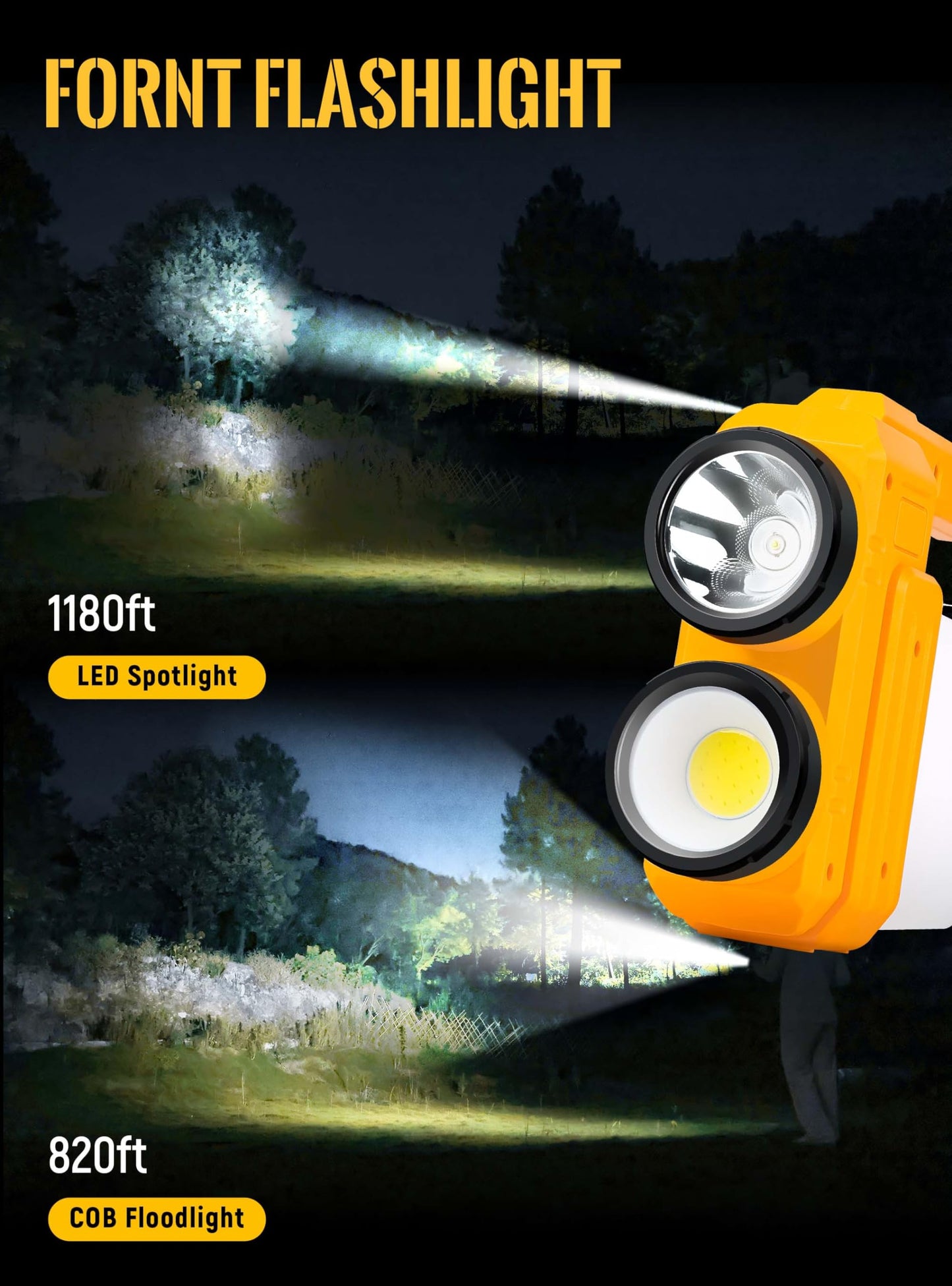 Anhay Rechargeable LED Camping Lantern, Dimmable Lantern Flashlight with Hook, Waterproof Spotlight for Hurricane Emergency, Outdoor, Hiking and Home, USB Cable Included