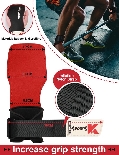 KUTOOK Weight Lifting Wrist Strap Men Women Lifting Wrist Straps Workout Deadlift Muñequeras Para Gym Wrist Support Black & Red M