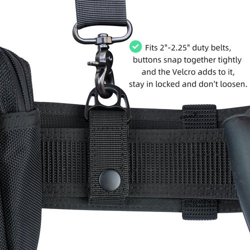 KUNN Tactical Duty Belt Suspenders with Metal Hook,Men Padded Police Harness for Duty Belt,Black + Nylon Duty Belt Keeper with Hook and Loop Snap,Belt Keepers for 2.25" Duty Belt, 4 Pcs