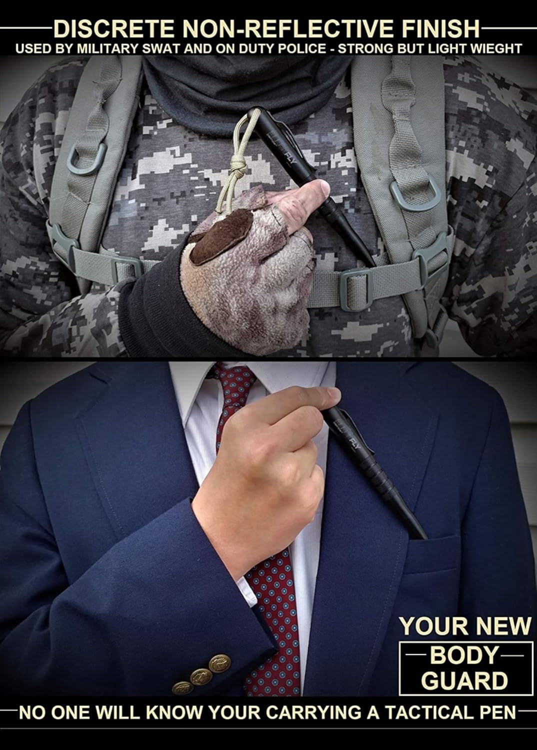 Tactical Pen Self Defense Weapon EDC Survival Tool, SWAT Military Police Gear Glass Breaker Kubaton, Drilled Cap for Lanyard or Keychain, 2nd Ink Refill & Gift Box Gray or Black 100% Quality Guarantee