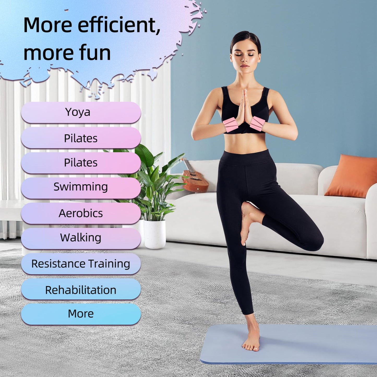 Adjustable Wearable Pilates Wrist & Ankle Weights For Women & Men | Arm & Leg Weights Silicone Wrist Bangles For Home Gym Workout, Travel, Yoga, Barre, Strength Training-Set Of 2 Weights (1lb Each)